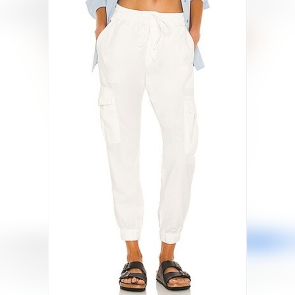 Johnny Was Pants - || JOHNNY WAS || Cargos White Elastic Cuffs Drawstring Waist Back Pockets Sz S
